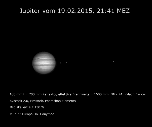 Jupiter mit Monden vom 19.02.2014