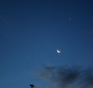 Mond, Venus, Jupiter und Mars am 09.10.2015